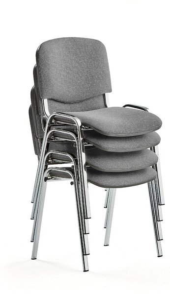 AJ Produkty Konferenční židle NELSON, bal. 4 ks, světle šedý potah, chrom