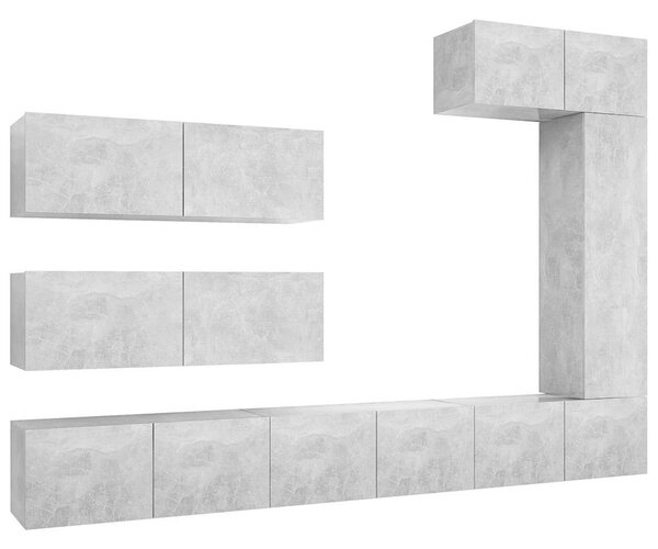 7dílný set TV skříněk betonově šedý kompozitní dřevo 3079137