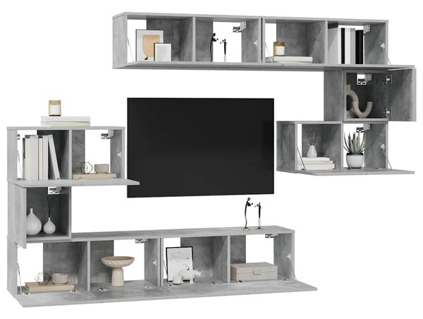 8dílný set TV skříněk betonově šedý kompozitní dřevo 3079143