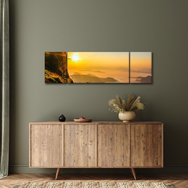 Obraz údolí v ranní mlze (170x50 cm)