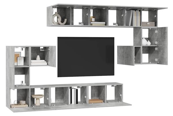 10dílný set TV skříněk betonově šedý kompozitní dřevo 3079144
