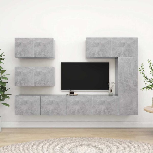 6dílný set TV skříněk betonově šedý kompozitní dřevo 3079135