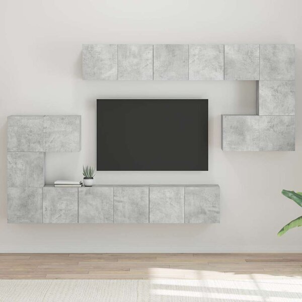 10dílný set TV skříněk betonově šedý kompozitní dřevo 3079144