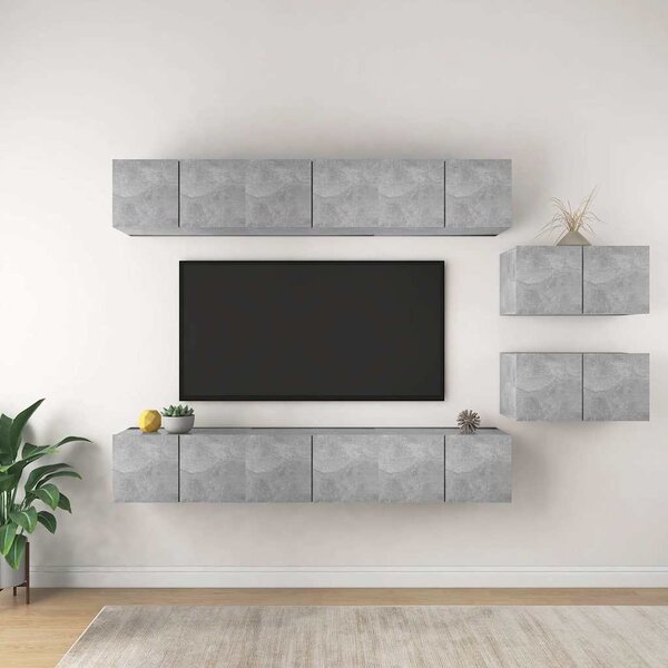 TV skříňky 8 ks betonově šedé kompozitní dřevo 3079147