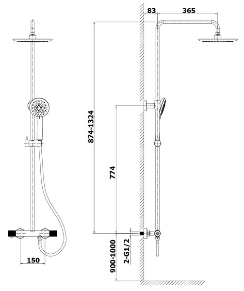 Sapho Sapho, SOLARIS sprchový sloup s termostatickou baterií, chrom, WD139