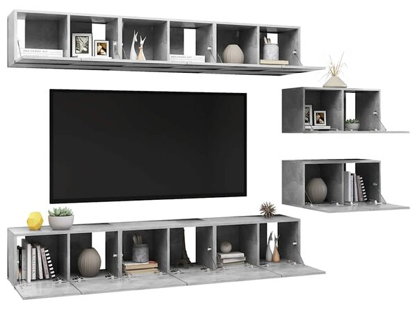 TV skříňky 8 ks betonově šedé kompozitní dřevo 3079147