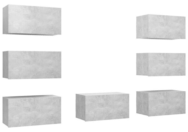 TV stolky 7 ks betonově šedé 30,5 x 30 x 60 cm dřevotříska 3079163