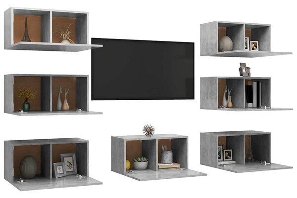 TV stolky 7 ks betonově šedé 30,5 x 30 x 60 cm dřevotříska 3079163