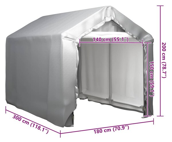 Úložný stan 180 x 300 cm ocelově šedý 3079585