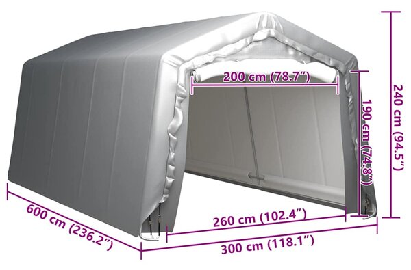Úložný stan 300 x 600 cm ocelově šedý 3079588