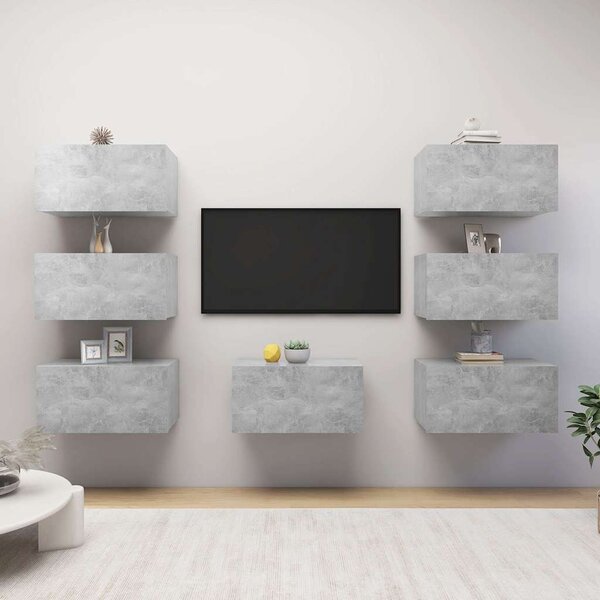 TV stolky 7 ks betonově šedé 30,5 x 30 x 60 cm dřevotříska 3079163