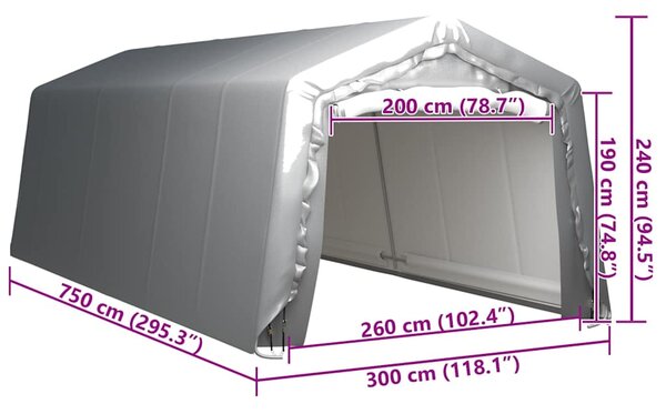 Úložný stan 300 x 750 cm ocel šedý 3079589