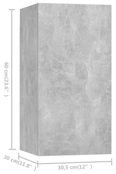 TV stolky 7 ks betonově šedé 30,5 x 30 x 60 cm dřevotříska 3079163