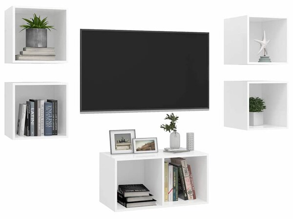 5dílný set TV skříněk bílý dřevotříska 3079601