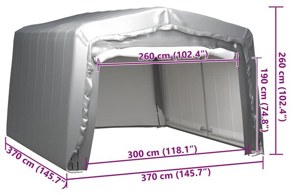 Úložný stan 370 x 370 cm ocelově šedý 3079591