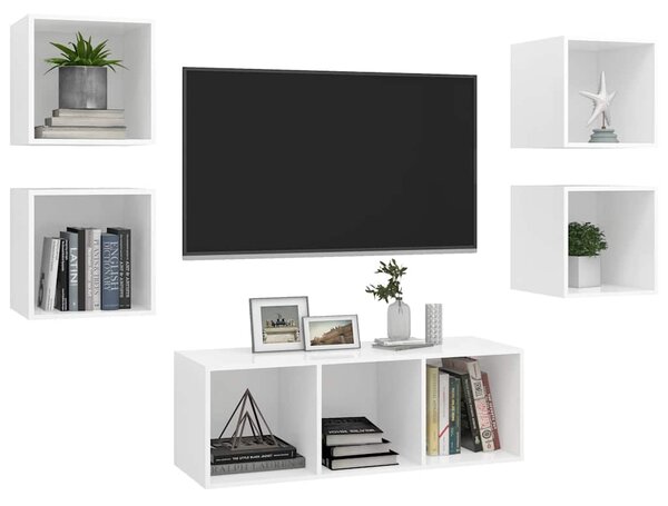5dílný set TV skříněk bílý dřevotříska 3079610