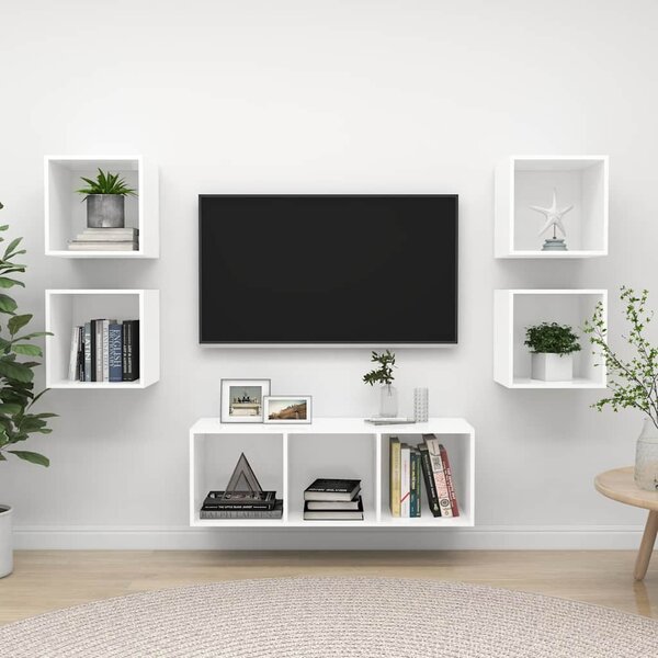 5dílný set TV skříněk bílý dřevotříska 3079610