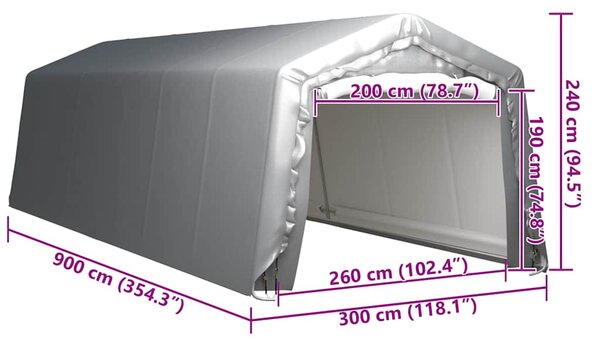 Úložný stan 300 x 900 cm ocelově šedý 3079590