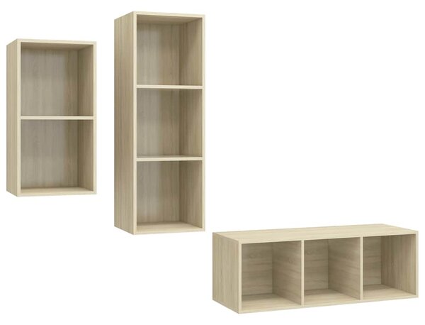 3dílný set TV skříněk dub sonoma kompozitní dřevo 3079631