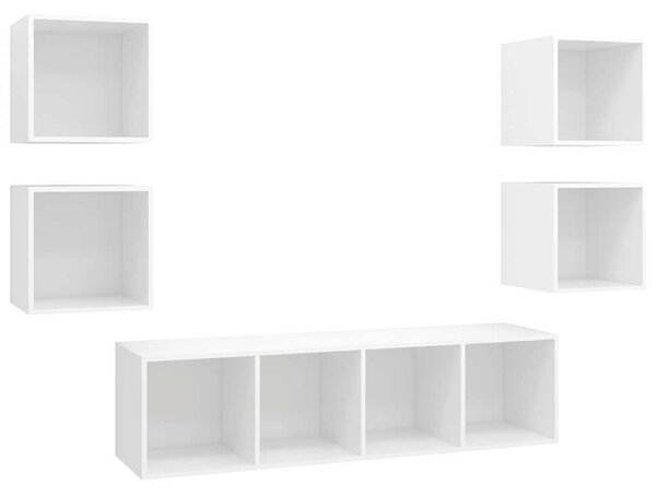 5dílný set TV skříněk bílý dřevotříska 3079619