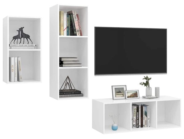 VidaXL 3dílný set TV skříněk bílý dřevotříska 3079628