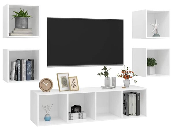 5dílný set TV skříněk bílý dřevotříska 3079619