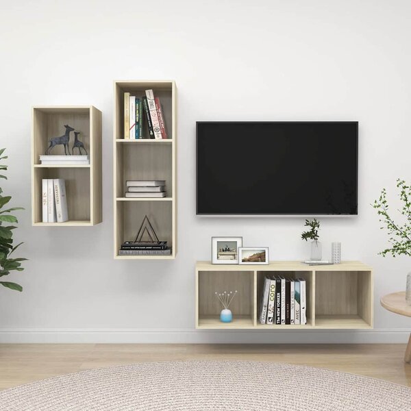 3dílný set TV skříněk dub sonoma kompozitní dřevo 3079631