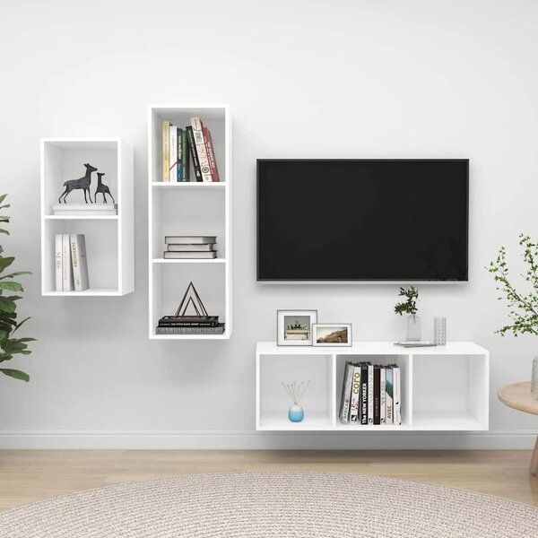 VidaXL 3dílný set TV skříněk bílý dřevotříska 3079628