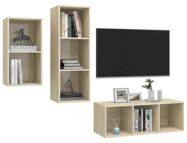 3dílný set TV skříněk dub sonoma kompozitní dřevo 3079631