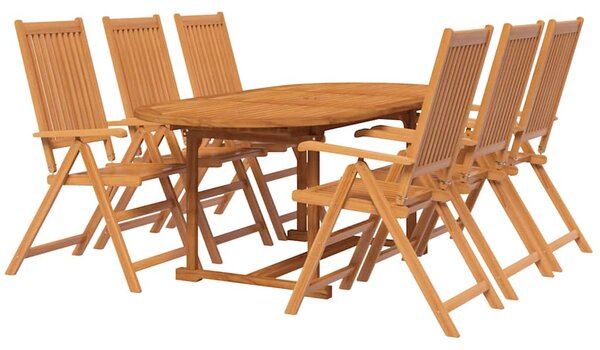 7dílný zahradní jídelní set masivní akáciové dřevo 120-170 cm 3079644