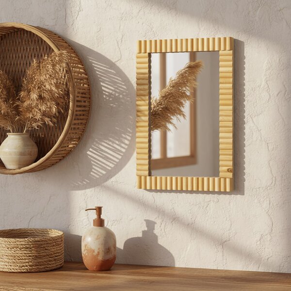 Tutumi Nástěnné dřevěné zrcadlo BOHO 55x35 cm přírodní