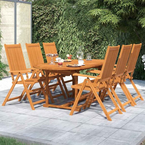 7dílný zahradní jídelní set masivní akáciové dřevo 120-170 cm 3079644