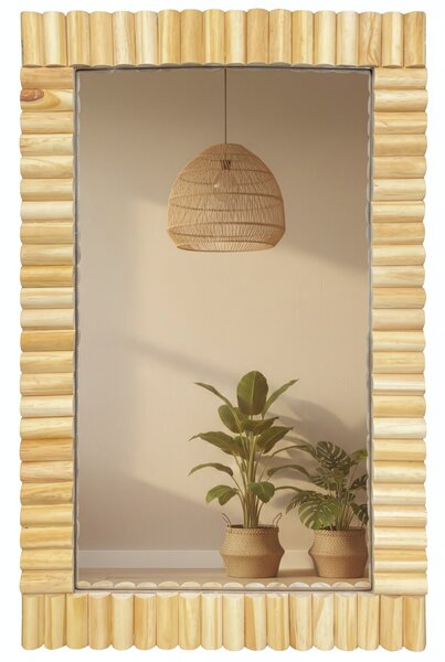 Tutumi Nástěnné dřevěné zrcadlo BOHO 55x35 cm přírodní