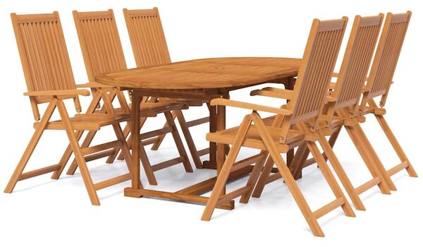 7dílný zahradní jídelní set masivní akáciové dřevo 120-170 cm 3079644