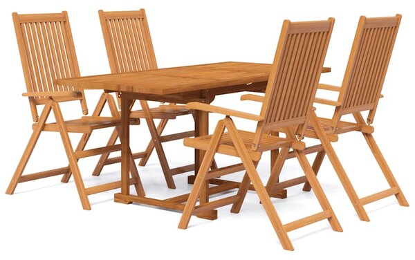 5dílný zahradní jídelní set masivní akáciové dřevo 120-170 cm 3079645