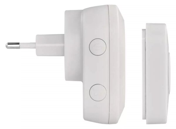 Bezdrátový zvonek do zásuvky 230V + 1xCR2032 IP44 bílá
