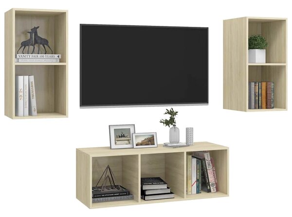 3dílný set TV skříněk dub sonoma kompozitní dřevo 3079739