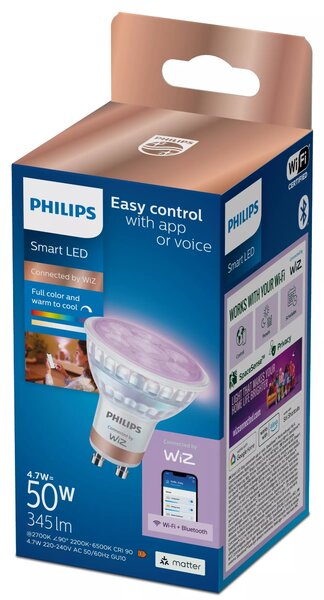 WiZ Smart LED 50W bodové světlo PAR16, GU10 345lm 2200-6500K