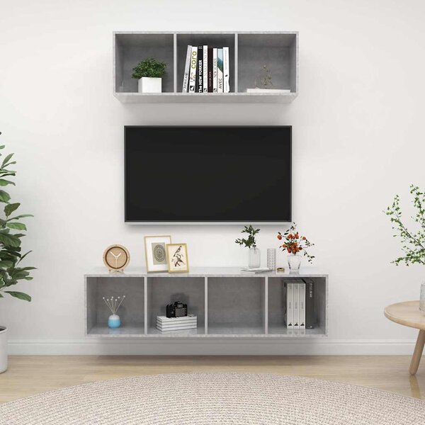 2dílný set TV skříněk betonově šedý dřevotříska 3079794