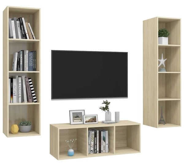3dílný set TV skříněk dub sonoma kompozitní dřevo 3079757