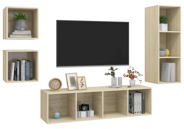 4dílný set TV skříněk dub sonoma kompozitní dřevo 3079775