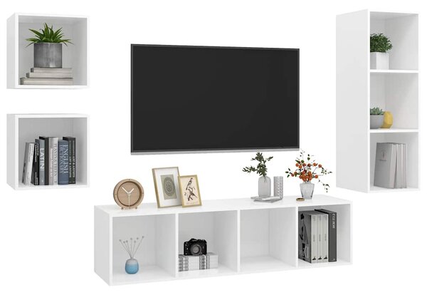 4dílná sada TV skříněk bílá dřevotříska 3079772