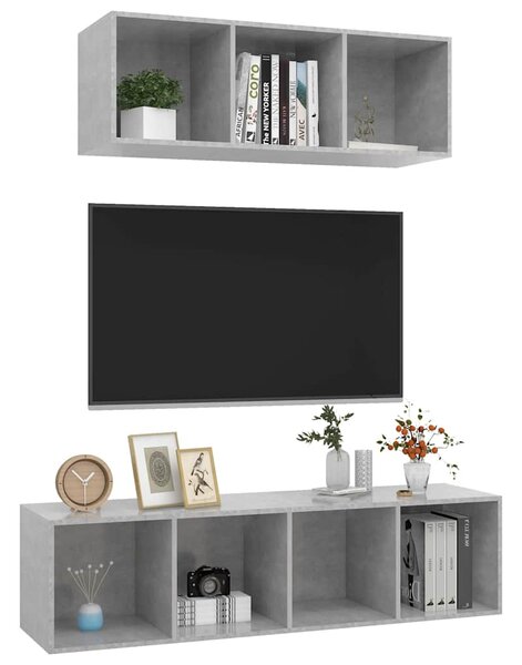 2dílný set TV skříněk betonově šedý dřevotříska 3079794