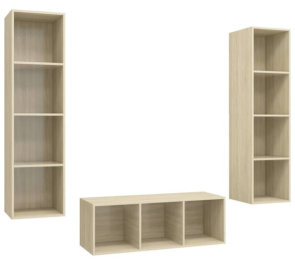 3dílný set TV skříněk dub sonoma kompozitní dřevo 3079757