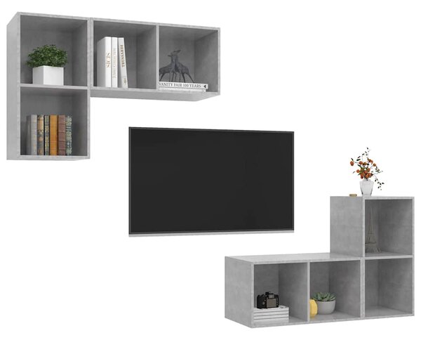 Nástěnné TV skříňky 4 ks betonově šedé kompozitní dřevo 3079839