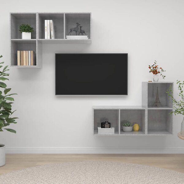 Nástěnné TV skříňky 4 ks betonově šedé kompozitní dřevo 3079839