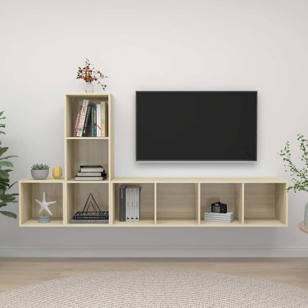 3dílný set TV skříněk dub sonoma dřevotříska 3079829