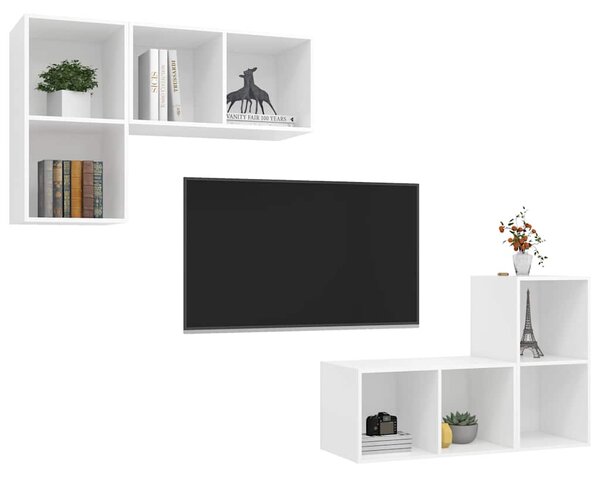 Nástěnné TV skříňky 4 ks bílé kompozitní dřevo 3079835