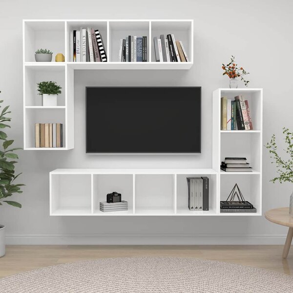 4dílný set TV skříněk bílý kompozitní dřevo 3079817