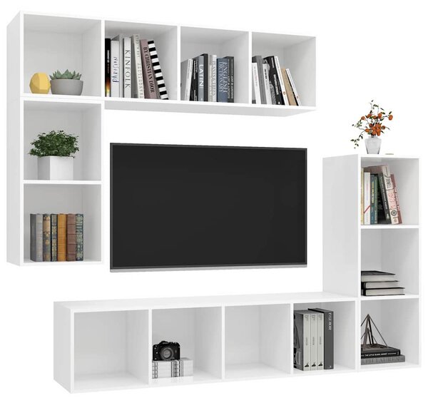 4dílný set TV skříněk bílý kompozitní dřevo 3079817